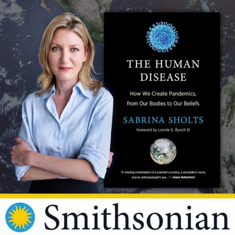 Image of Sabrina Sholts and the book The Human Disease