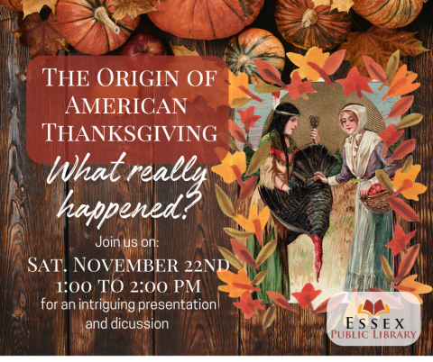 Fall foliage with a pilgrim woman and a turkey